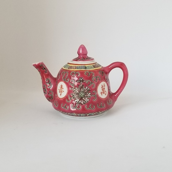 Vintage Mun Shou Jingdezhen Red Rose Longevity Miniature Chinese Tea Set - Picture 3 of 15